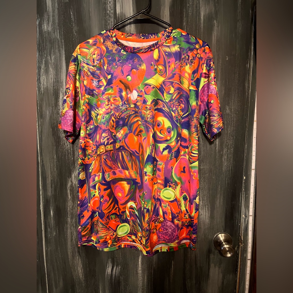 Aofmoka Blacklight Fluorescent Uv Tshirt Men Size Large